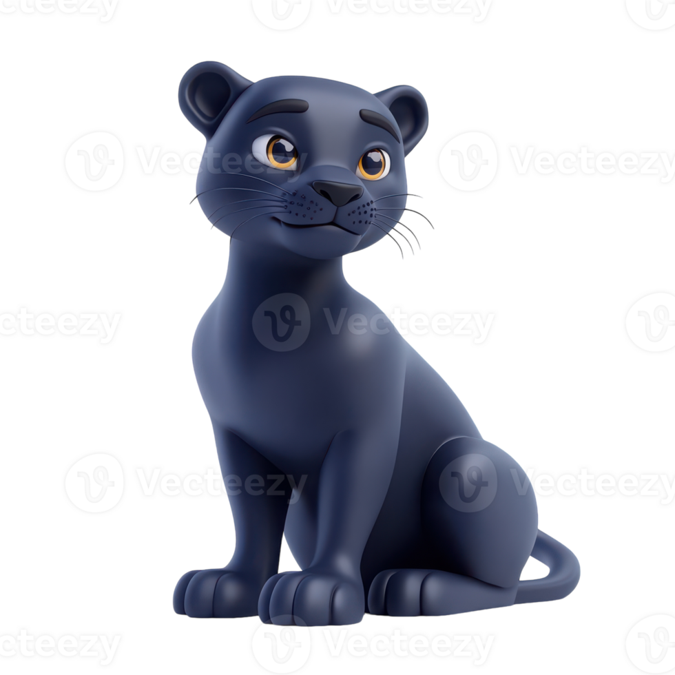 Stylized Panther 3D Icon in Cartoon Minimal Style for Creative Projects png