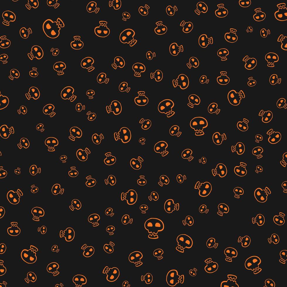 Halloween scary skull skeleton pattern doodle background. illustration vector
