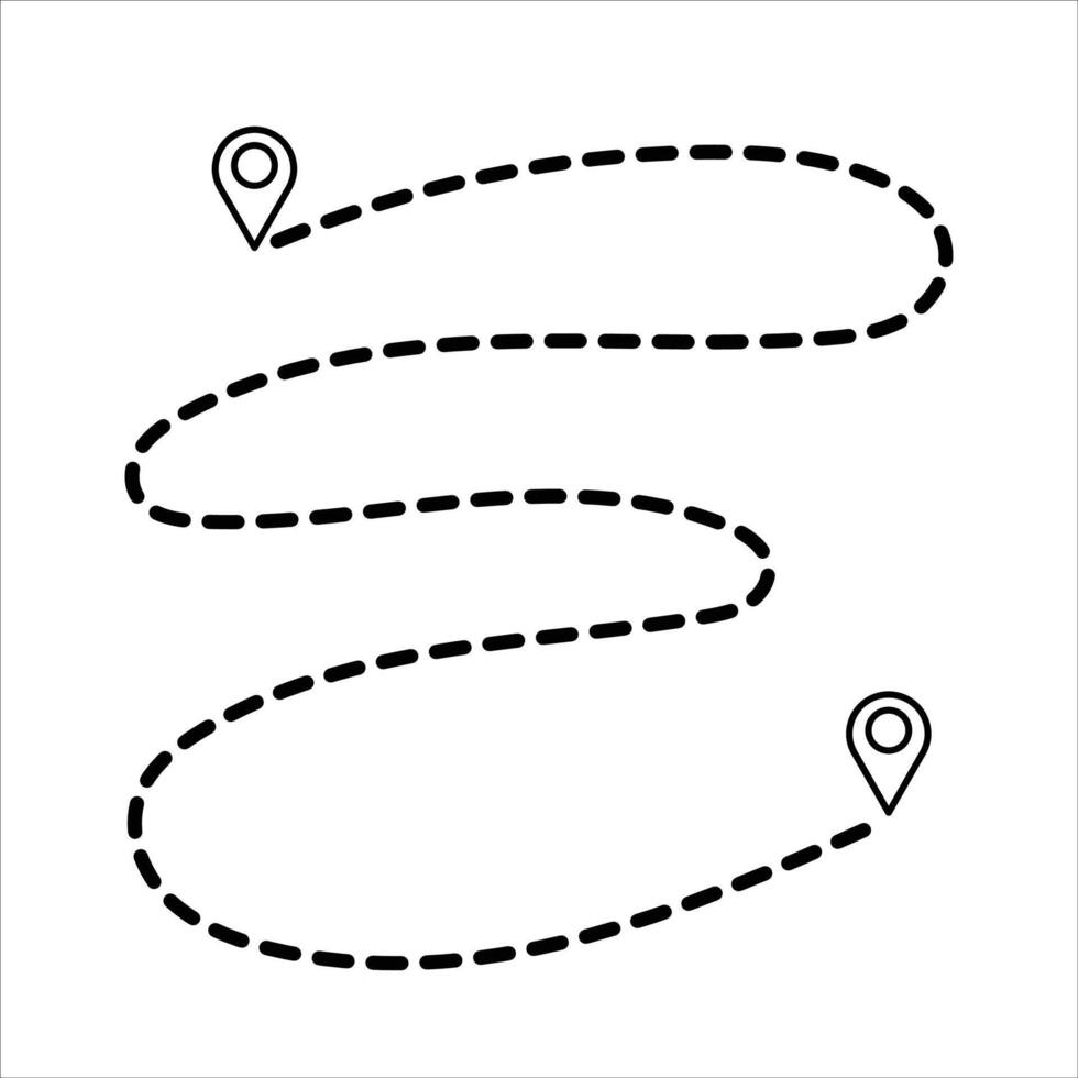 Pin map dotted line road location. design vector