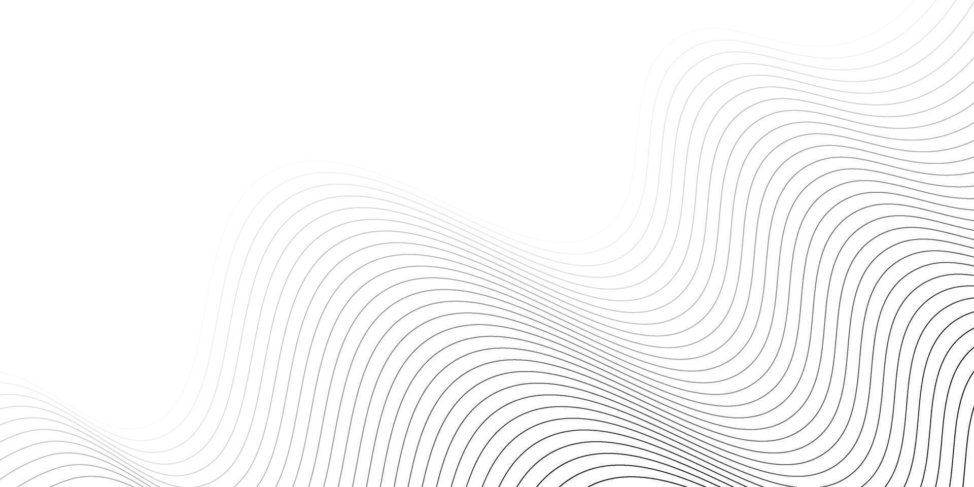 Abstract black wavy lines on white background with curves and gradient effect. illustration vector