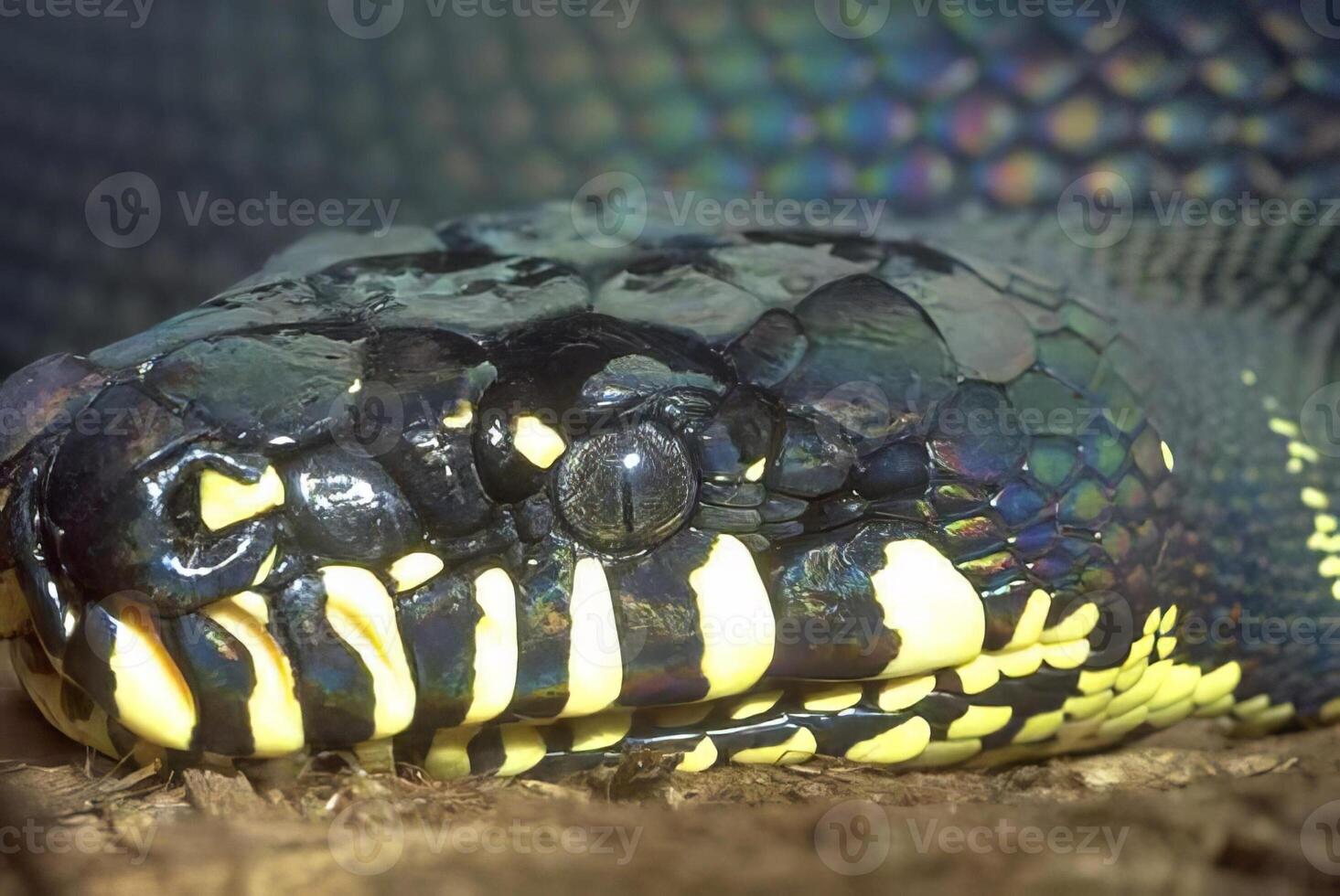 Snake close view, dangerous snake in its natural habitat background photo