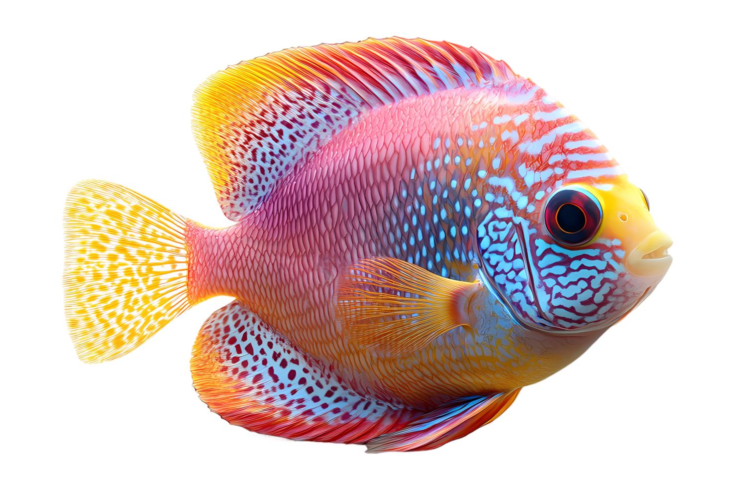 a colorful discus fish with a transparent background png