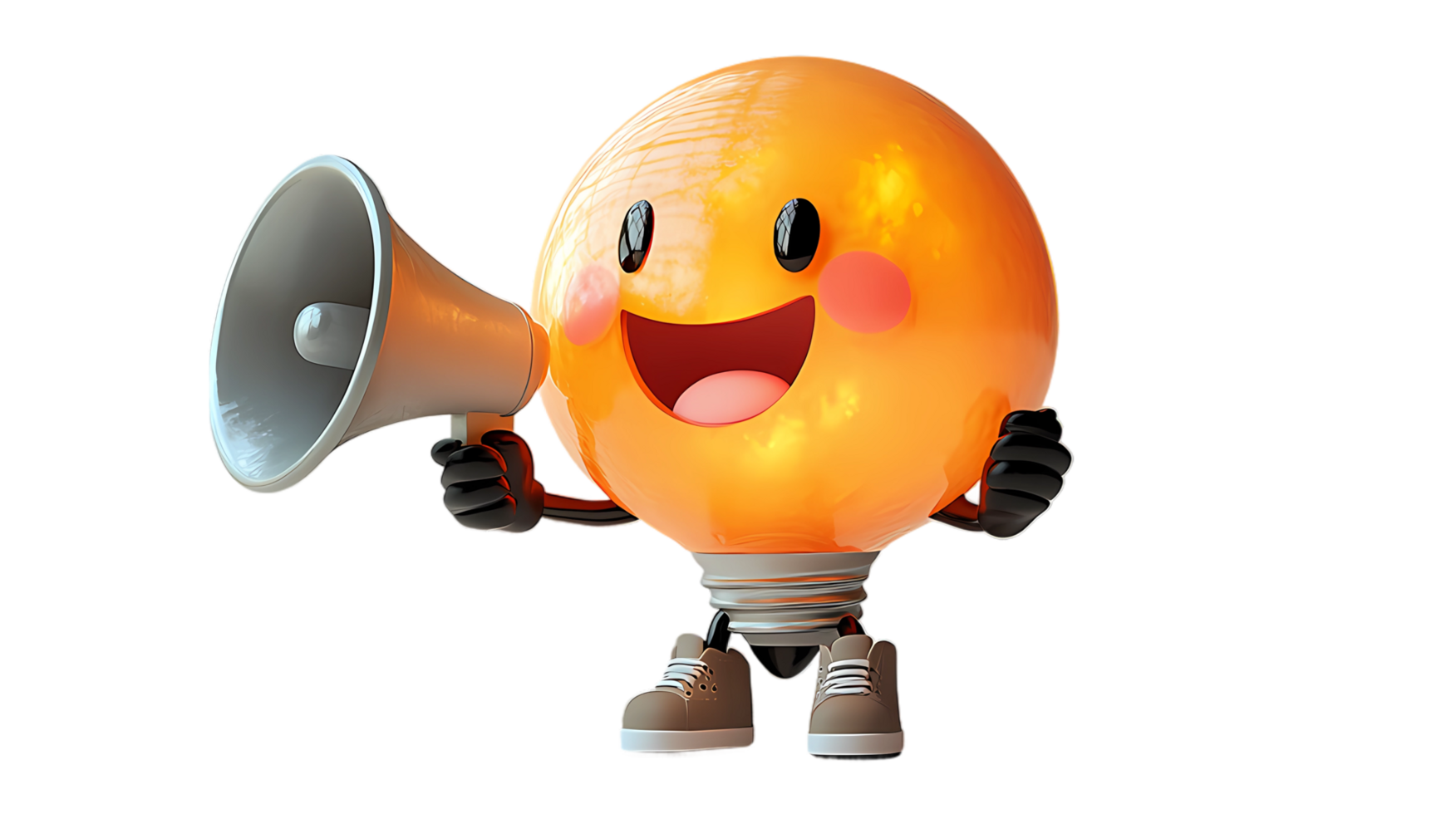 a light bulb character holding a megaphone png