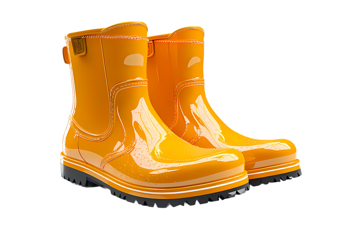 a pair of yellow rain boots on a transparent background png
