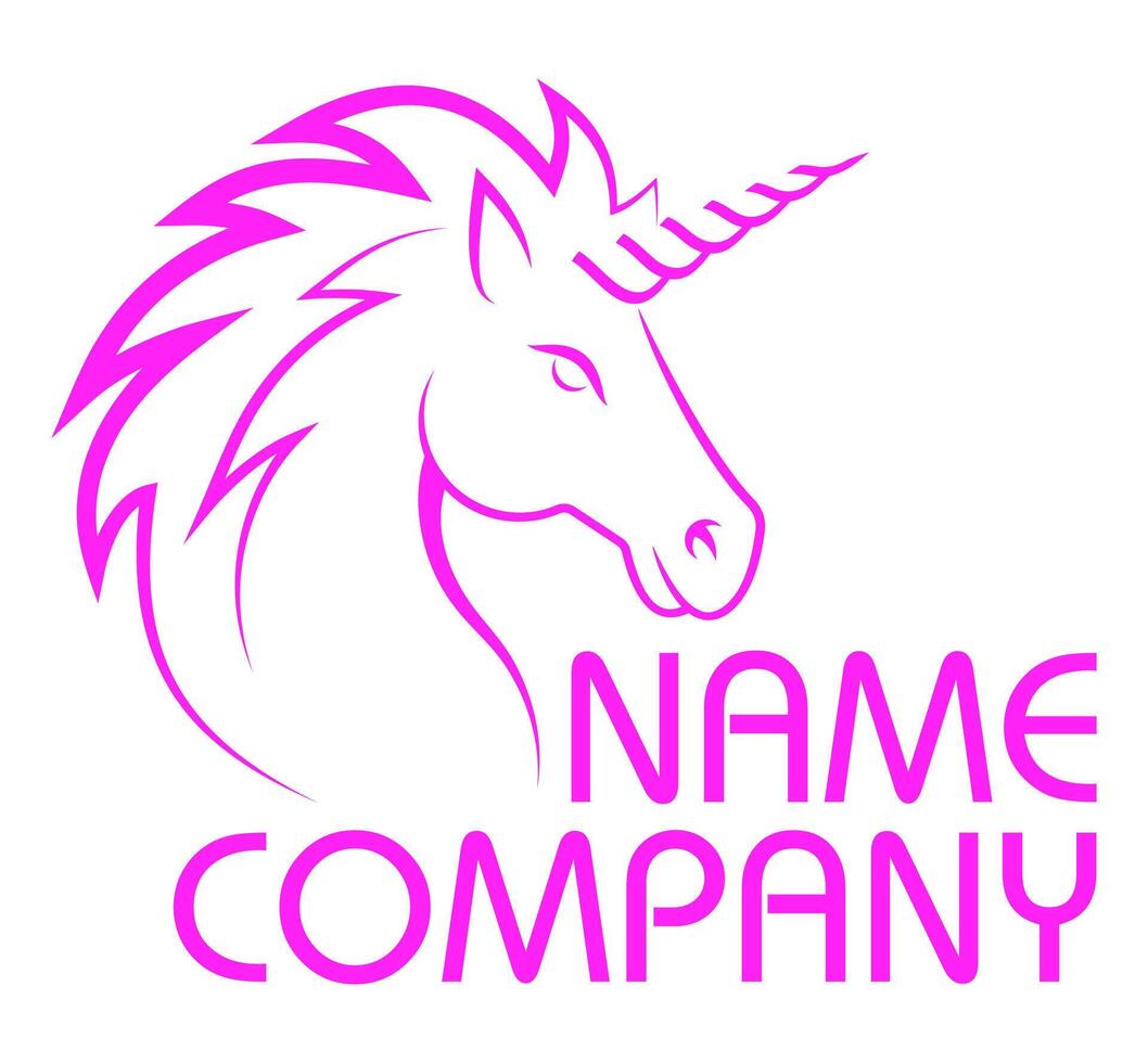 unicorn logo mythological horse with horn illustration vector