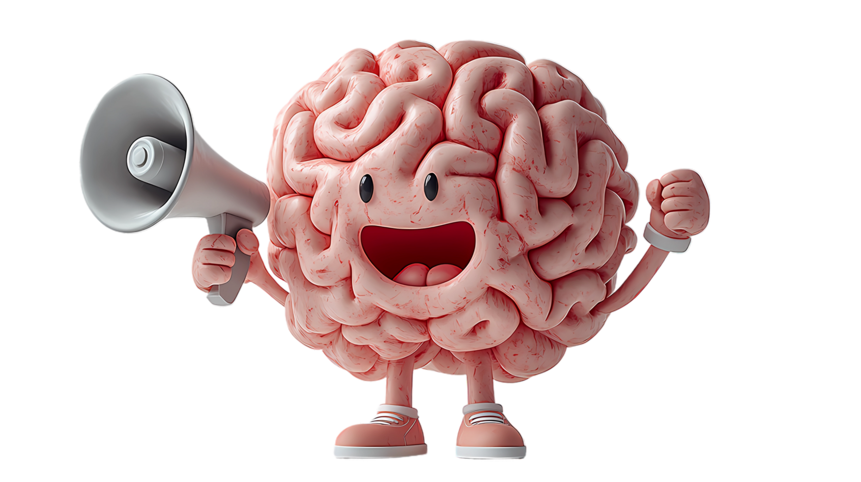 brain with megaphone cartoon character png