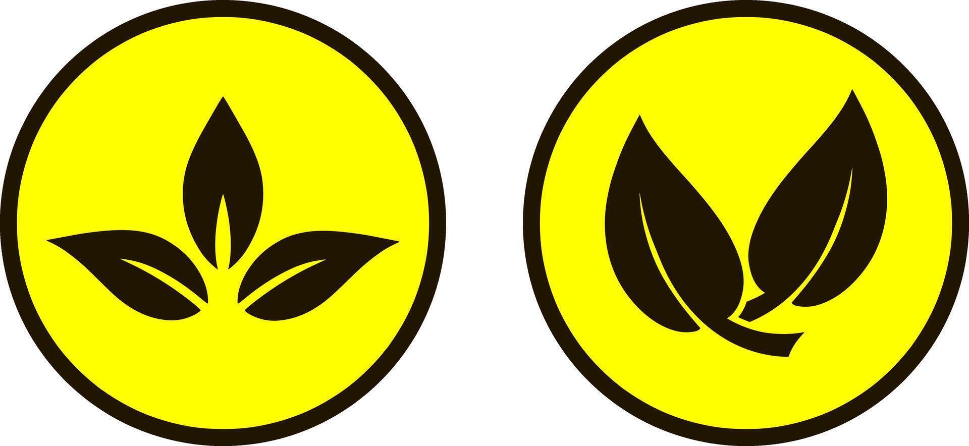 Doodle leaf button set icon isolated. Yellow button Stencil clipart vector