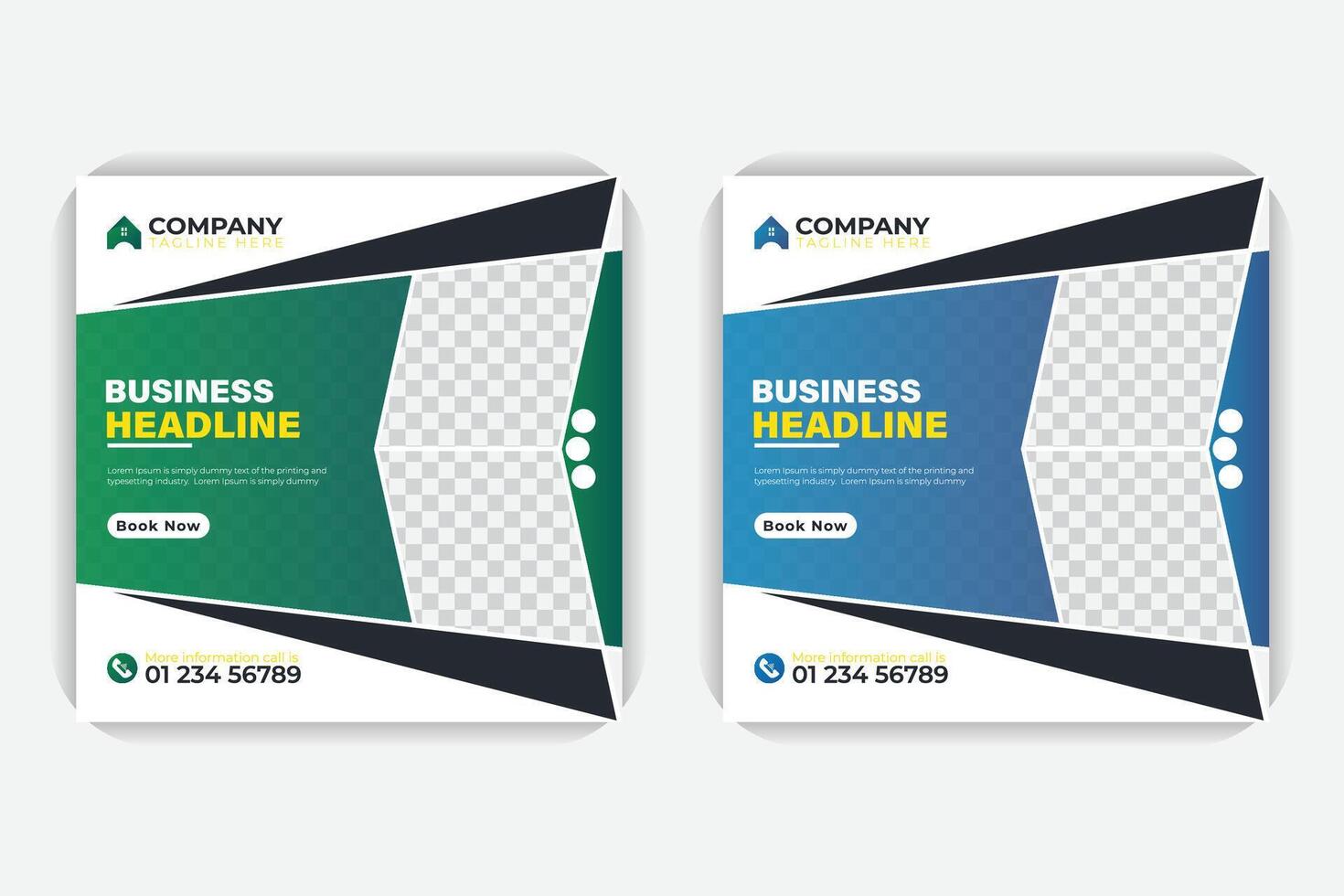 Creative and modern home for sale ads banner, Square banner or social media post design template Blue and green gradient color vector