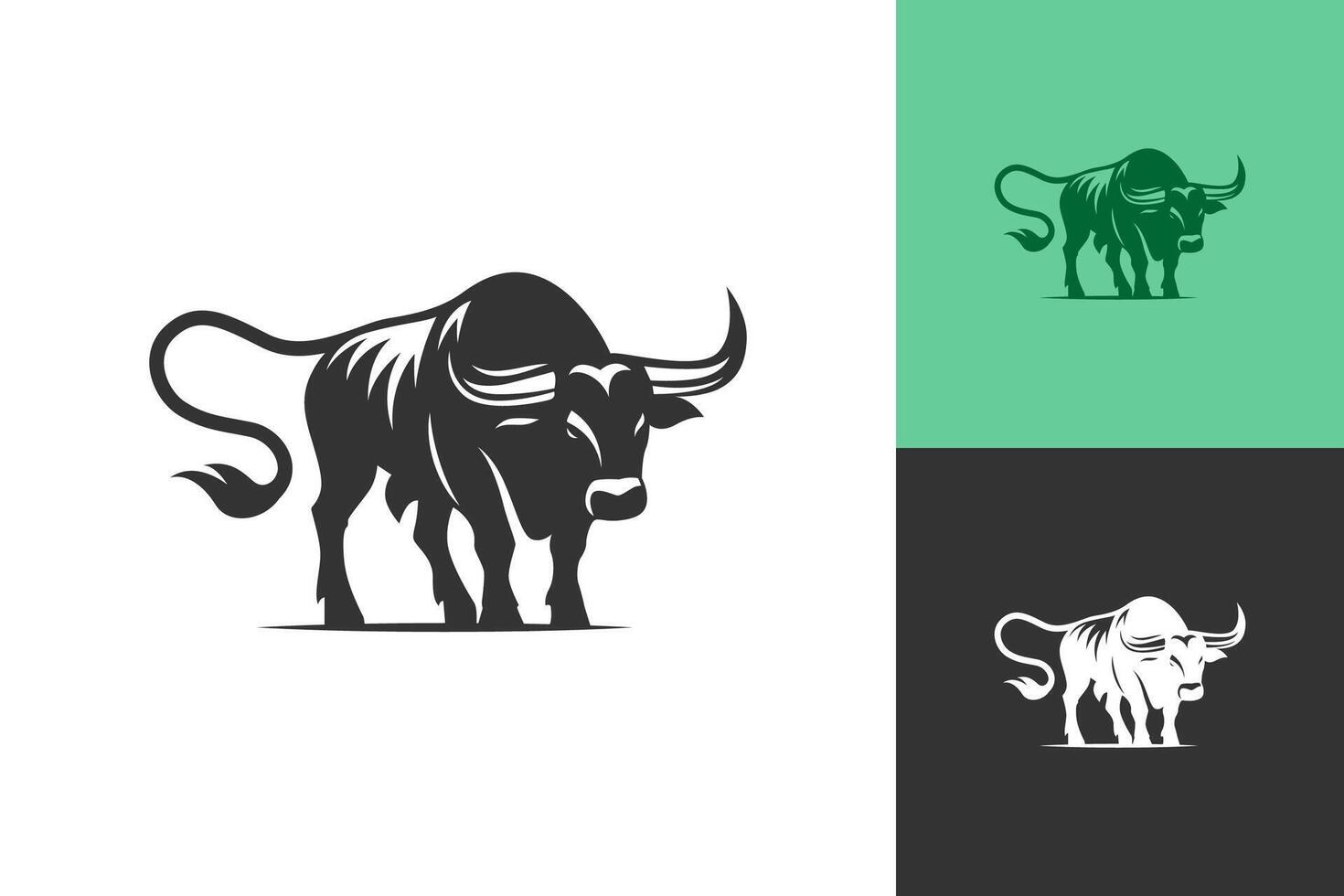 Bull with tail illustration. Minimal design. Fit for logo, symbol, brand, mark, merch. Eps 10. vector