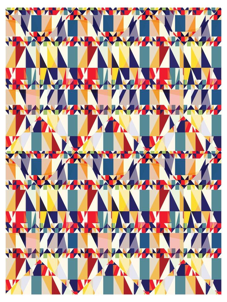 Abstract geometric pattern with colorful triangles and hexagonal frames. vector