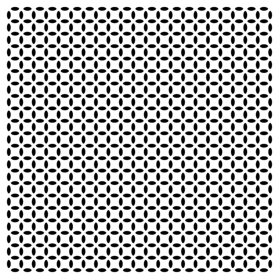 Black and white geometric pattern with repeated overlapping circles forming a grid, A striking black and white pattern featuring an array of overlapping dot in various sizes. vector