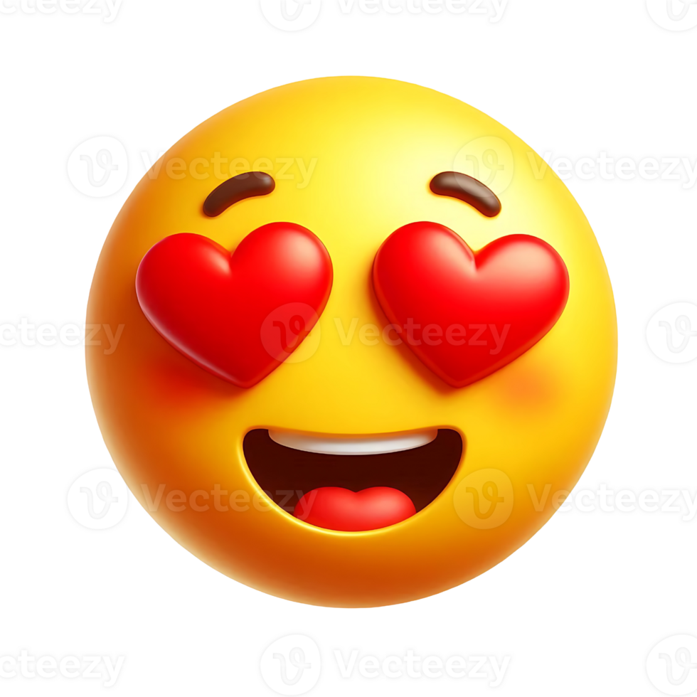 Red heart eyes emoji isolated on transparent background png