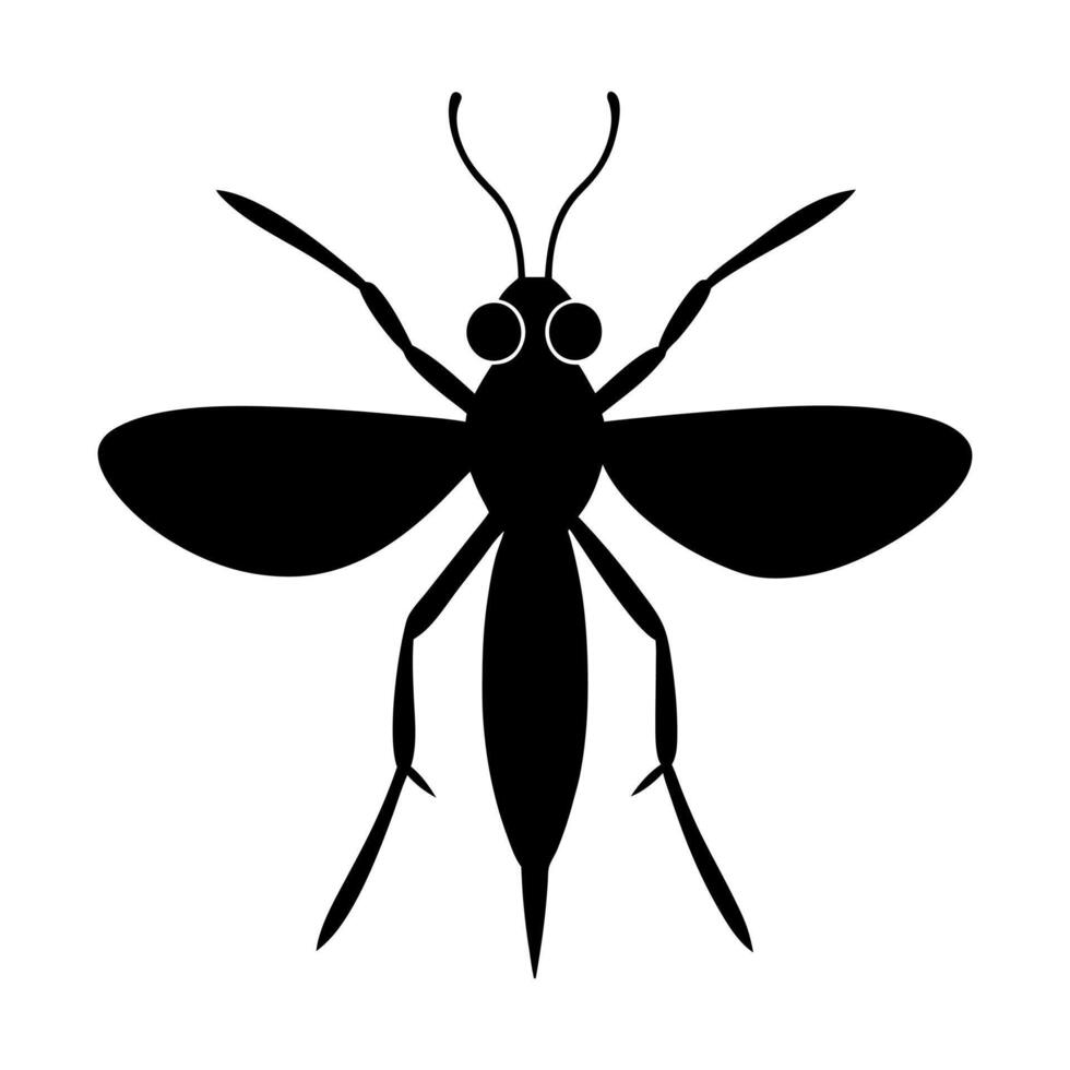 a black and white silhouette of a mosquito vector