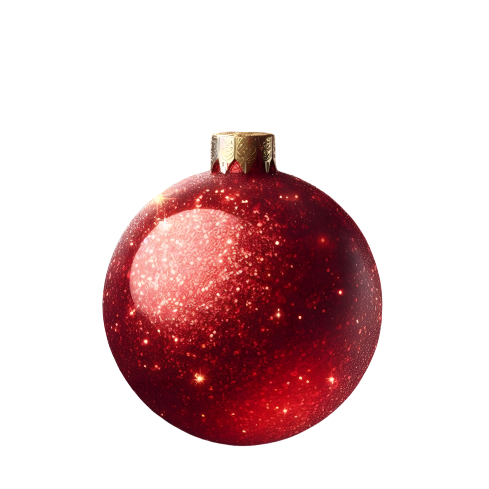 Red glitter christmas ball on transparent background png
