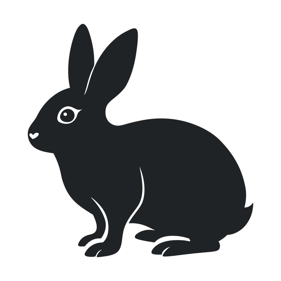 a black rabbit on a white background vector