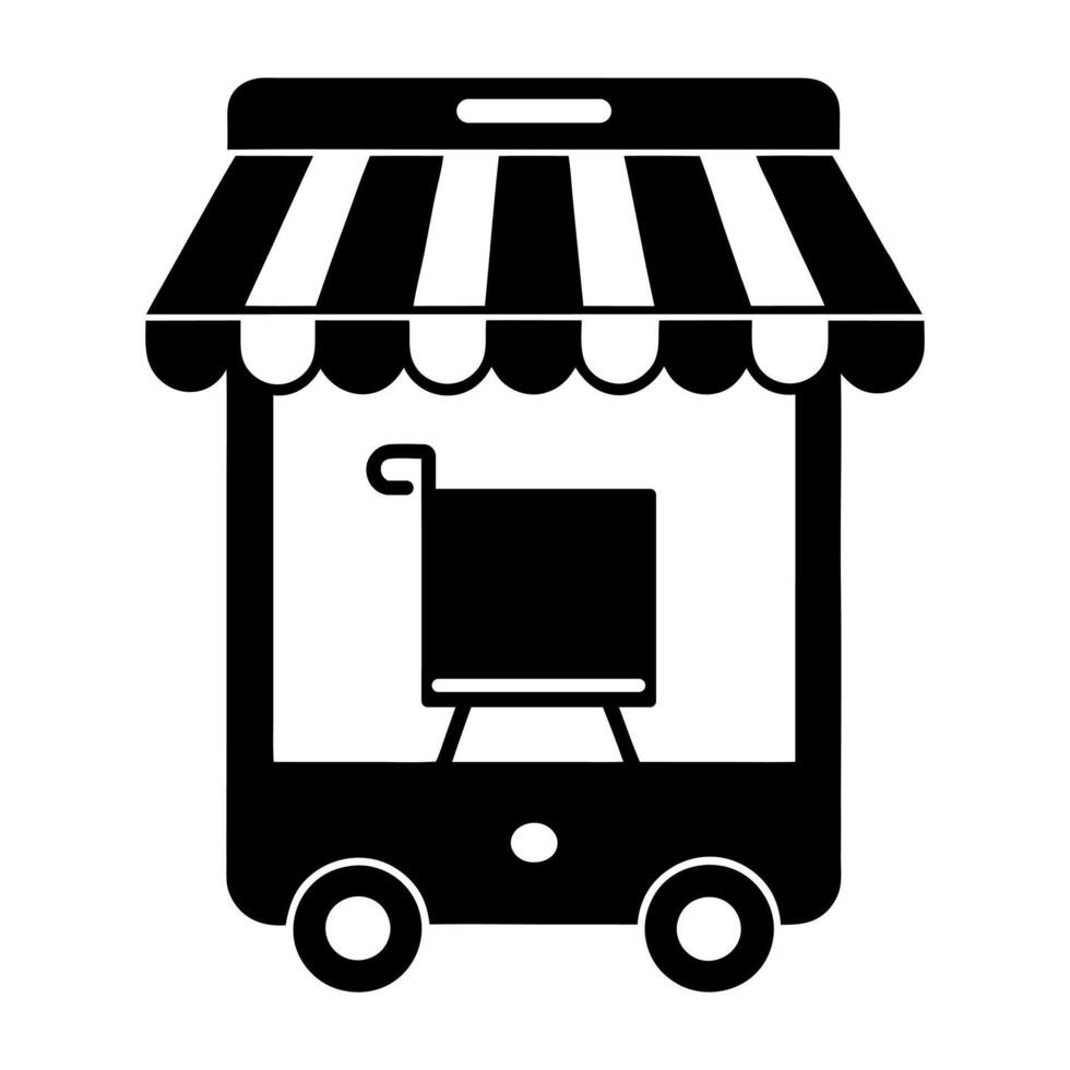 online shopping mobile store silhouette vector