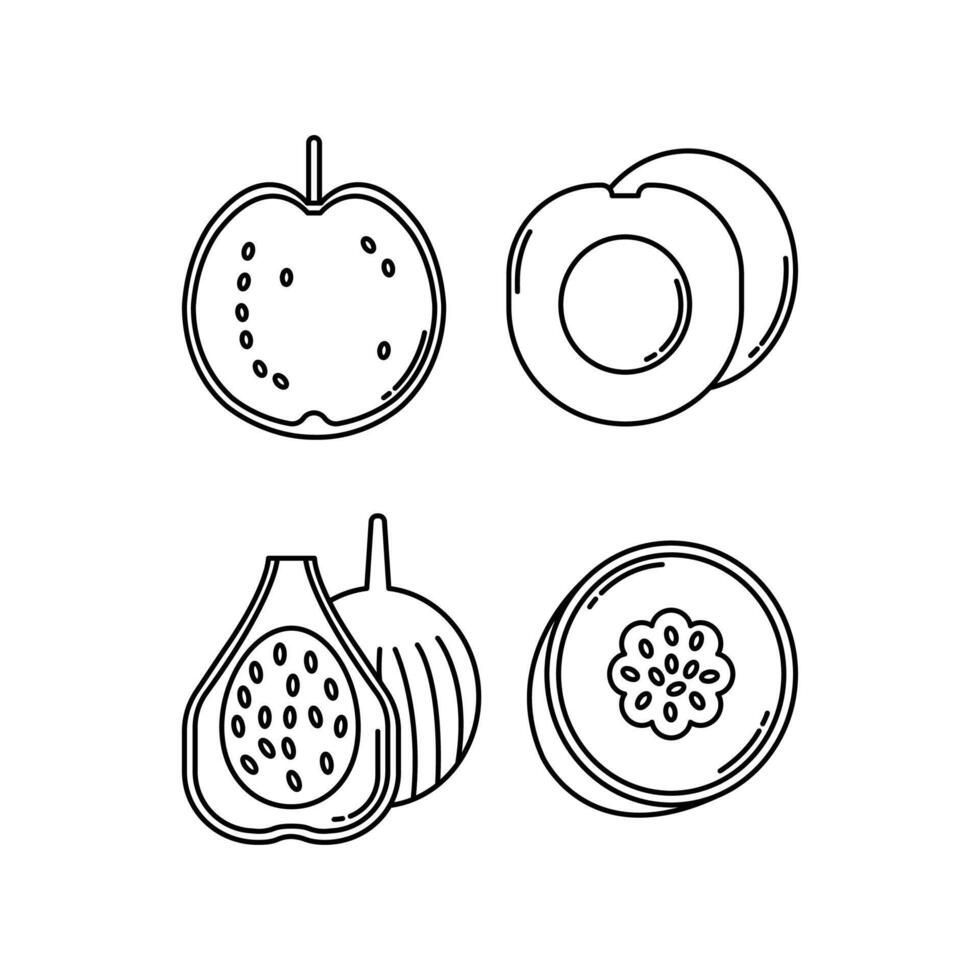 Set Of Fruit Minimalist Icon vector