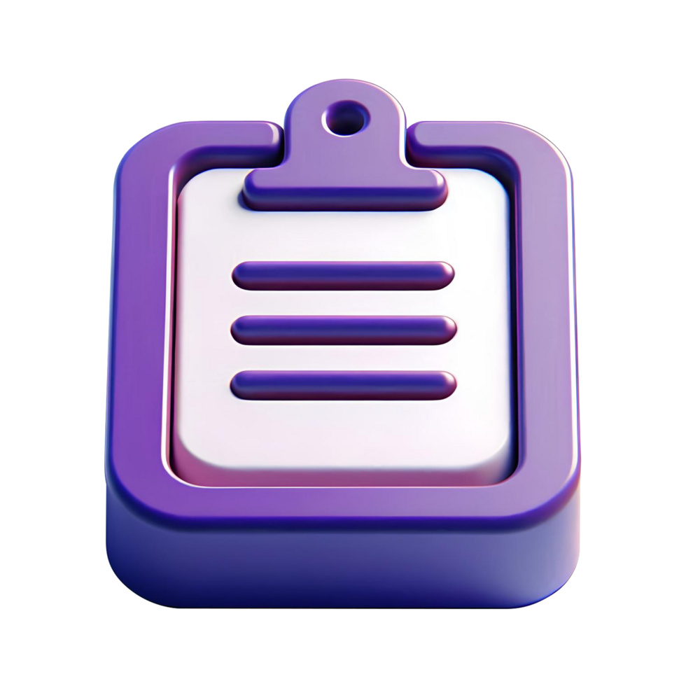 Clipboard with Blank Paper 3D Render png