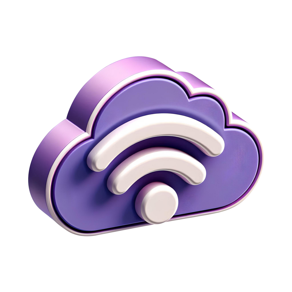 3D Cloud Signal Icon for Wireless Connectivity png