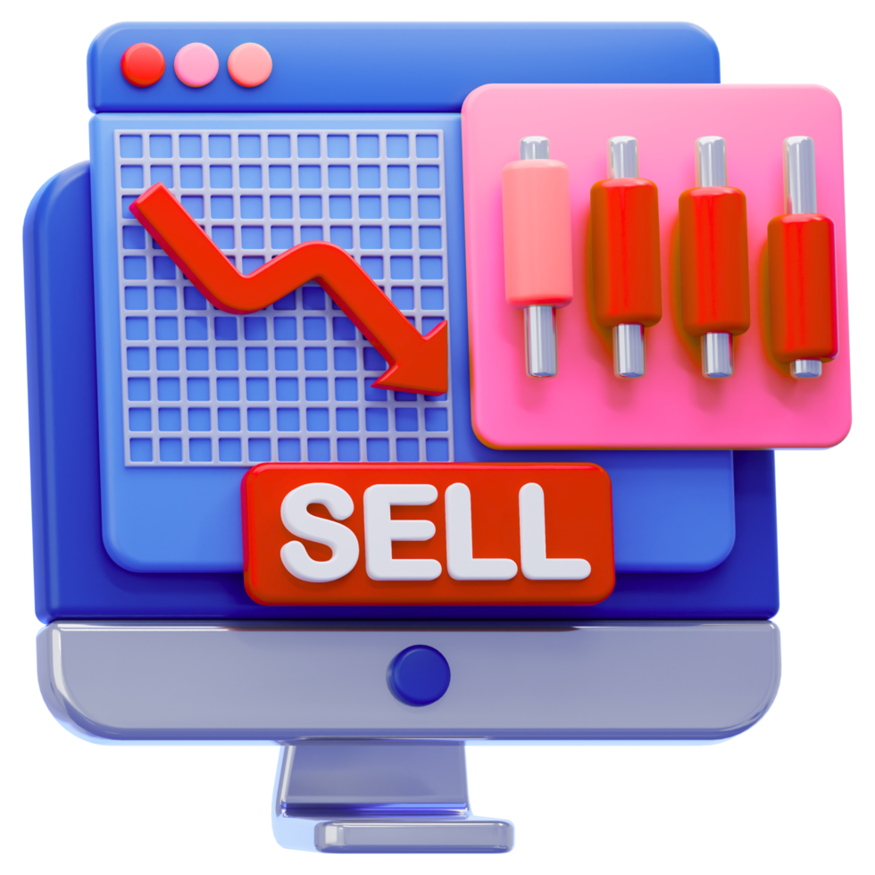 A computer monitor with the word sell on it png