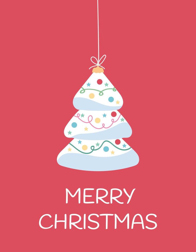 Christmas or New Year decoration with Christmas tree vector