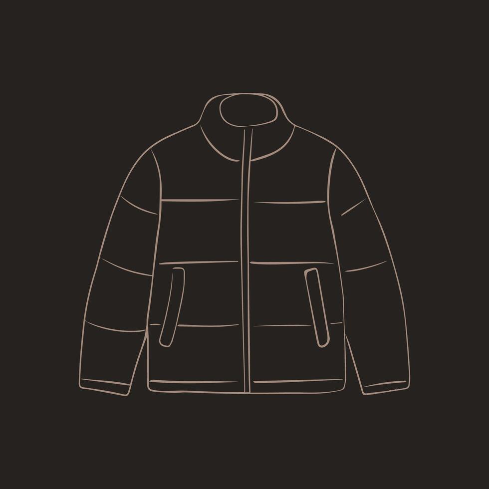 Illustration of winter jacket. Outline drawing of a winter jacket. vector