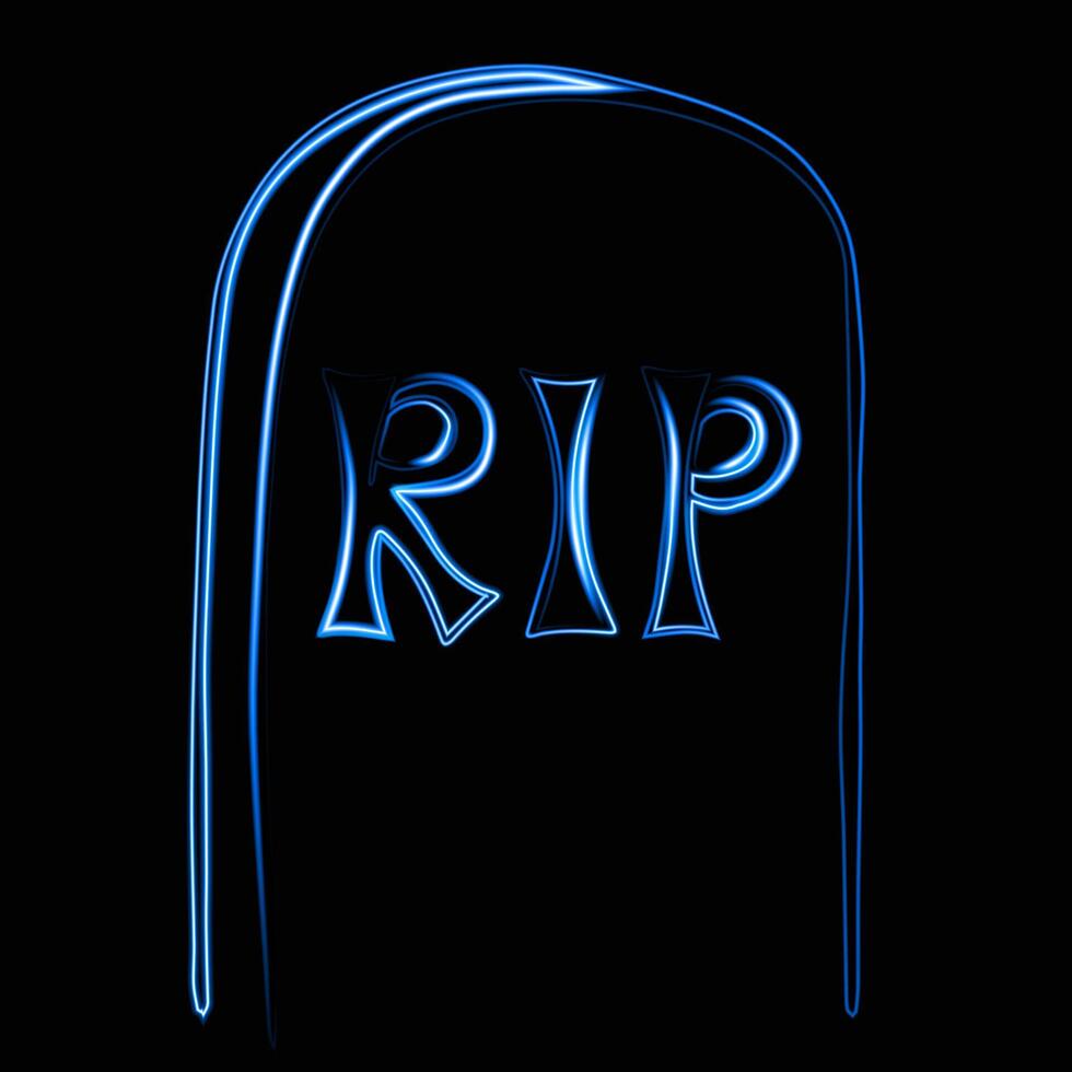Illustration of grave with neon effect. vector