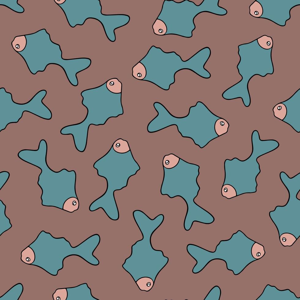 Illustration of pattern with fishes. vector