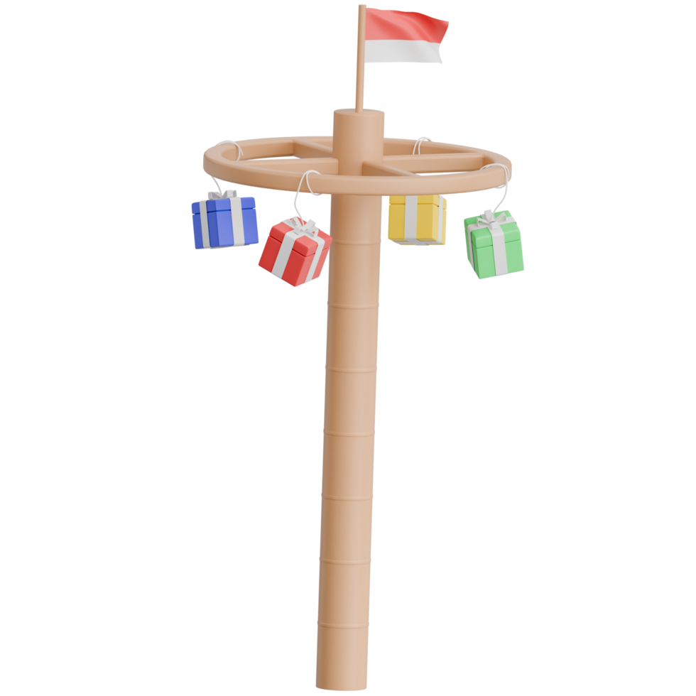 3D Render Indonesian Traditional Game Panjat Pinang png