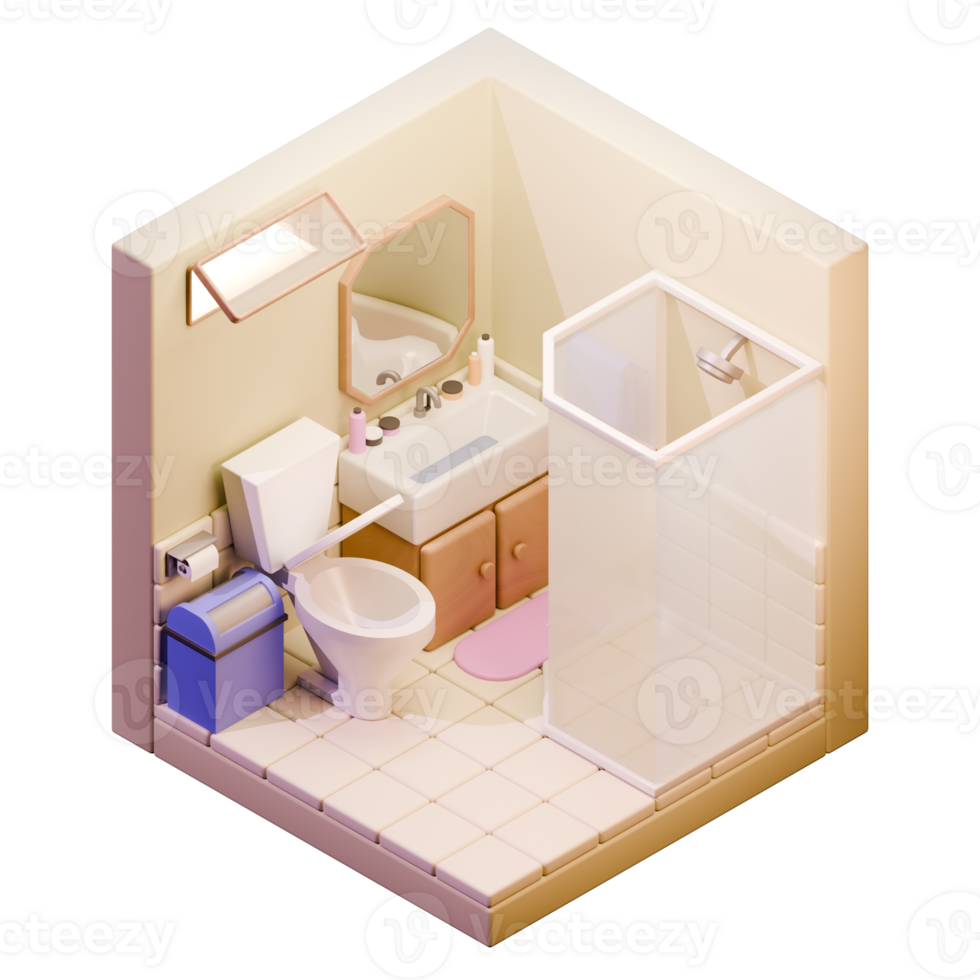 3D Isometric Bathroom Design Decoration png