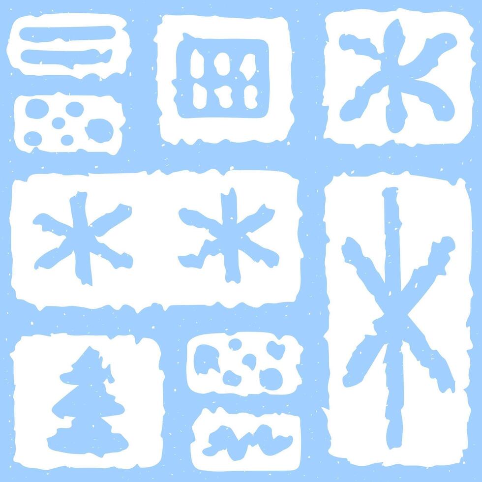 Abstract Winter Checkered Seamless Pattern with Snowflakes vector