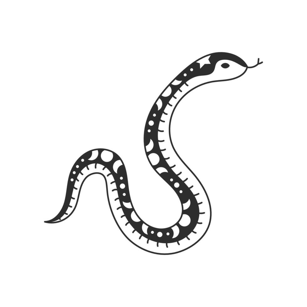 Celestial Snake Hand drawn Doodle style vector