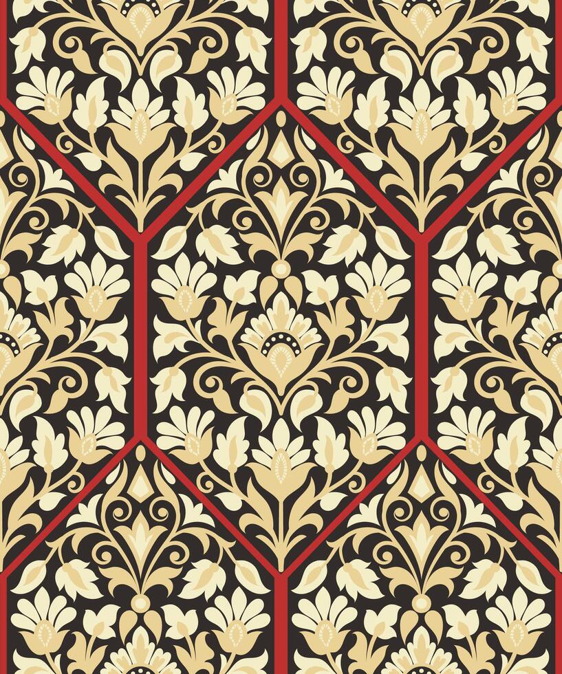 Damask pattern background Geometric ethnic oriental ikat seamles vector