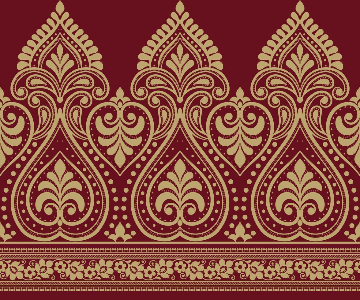 Damask pattern background Geometric ethnic oriental ikat seamless pattern traditional Design for background, carpet, wallpaper, clothing, wrapping, Batik, fabric, illustration embroidery. vector