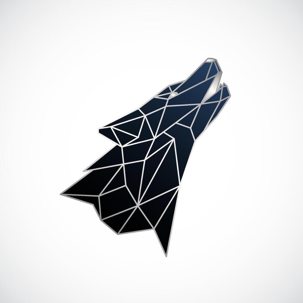 Abstract polygonal howling wolf design. vector