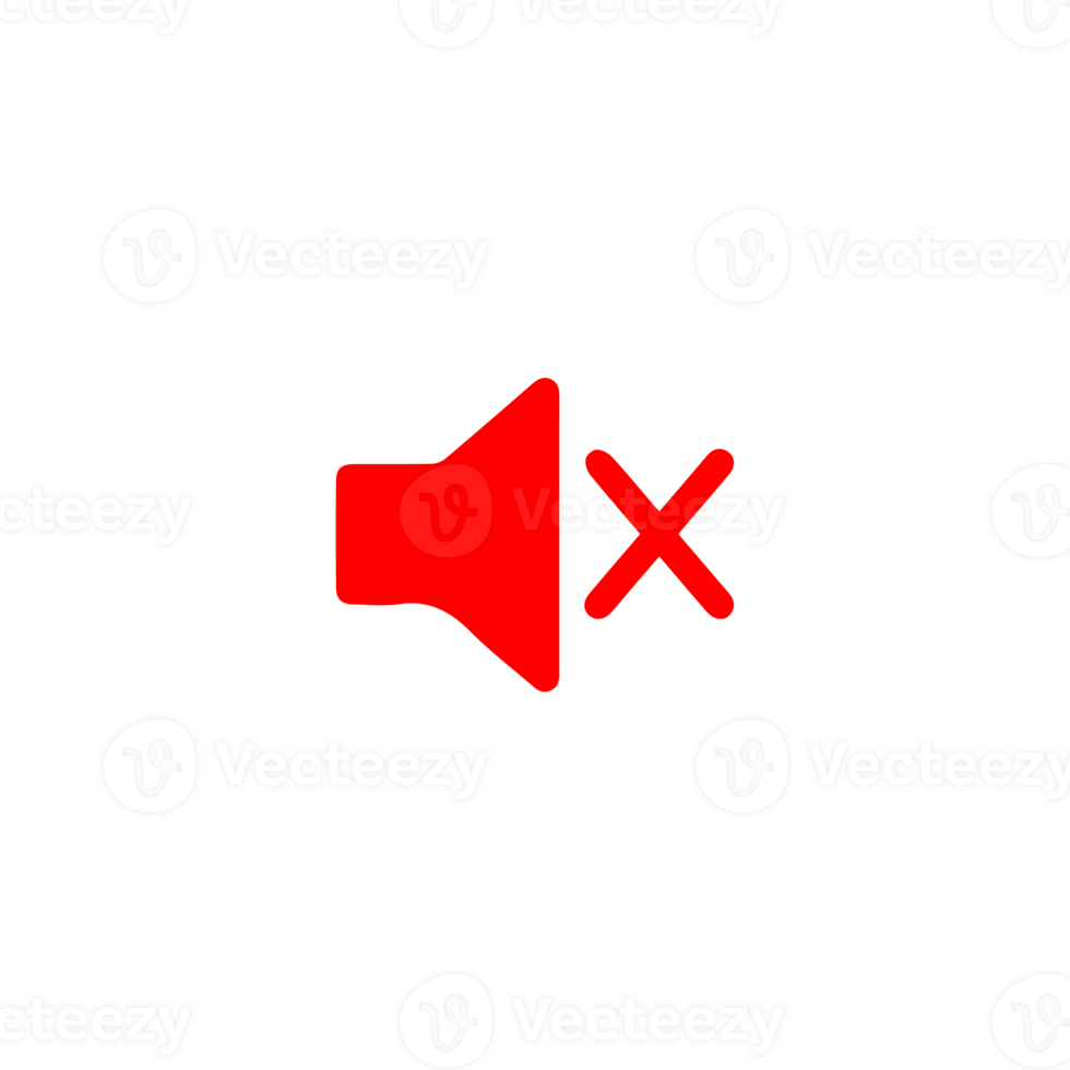 A red and white speaker icon, mute symbol png