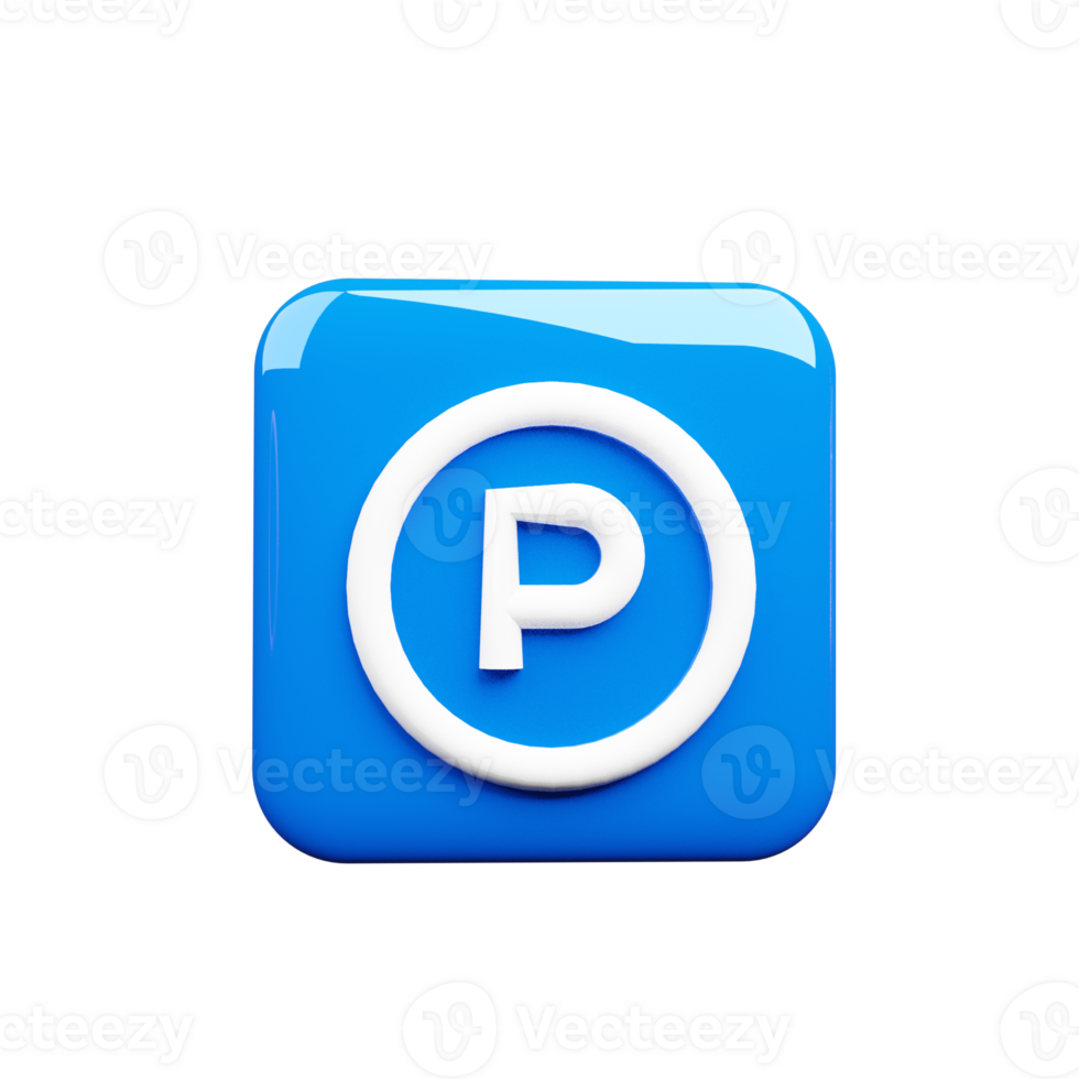Parking icon 3d render symbol png