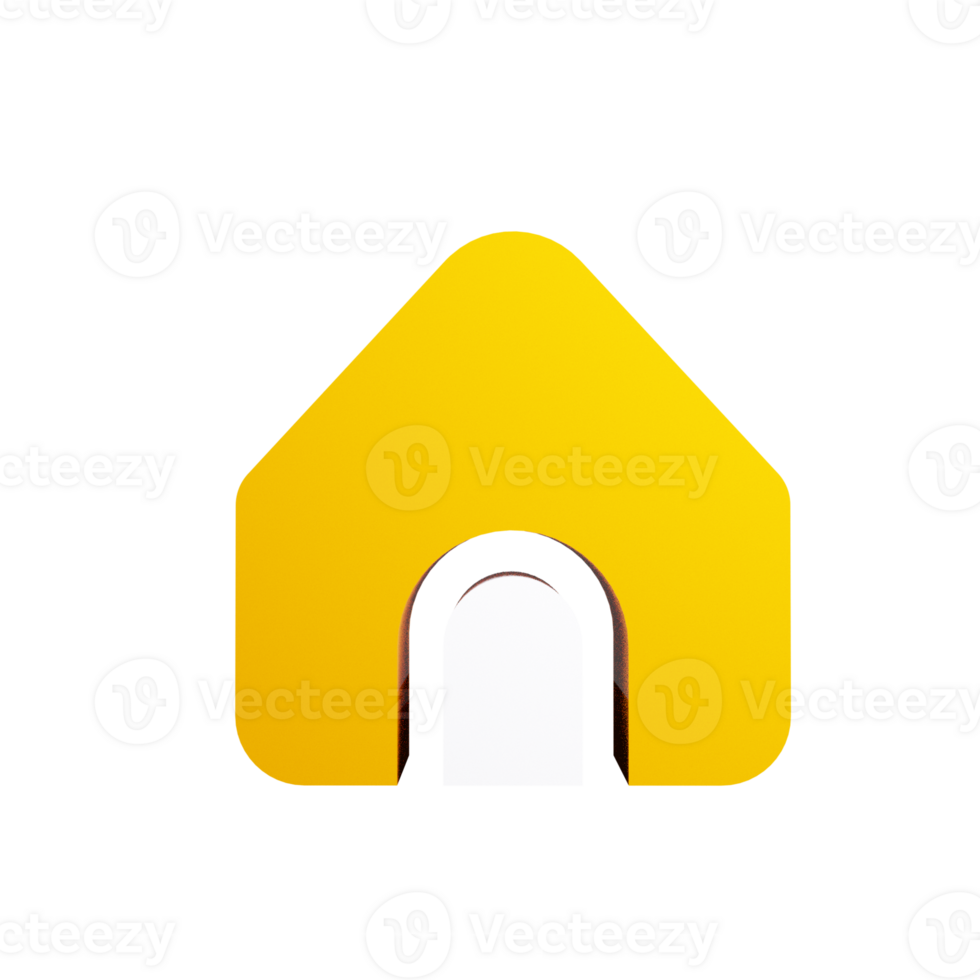 A yellow house icon 3d icon png