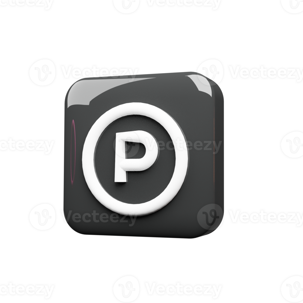 Parking black icon 3d render png