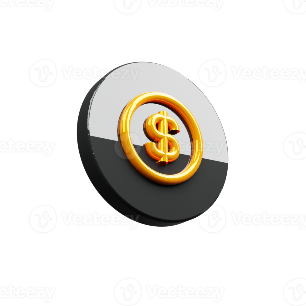 A 3d render black and gold dollar sign png