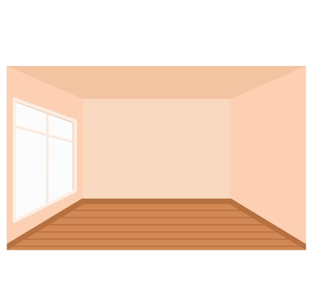 empty room with wooden floor and window vector