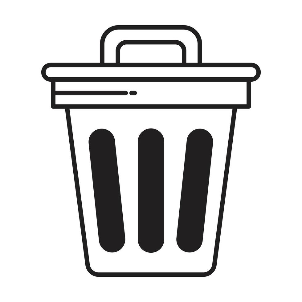 rubbish bin icon on white background vector