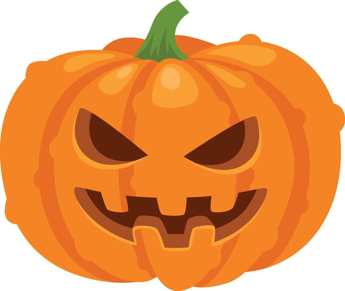 Festive halloween pumpkin carving displays a menacing face with a mischievous grin, adding a spooky touch to autumn celebrations vector