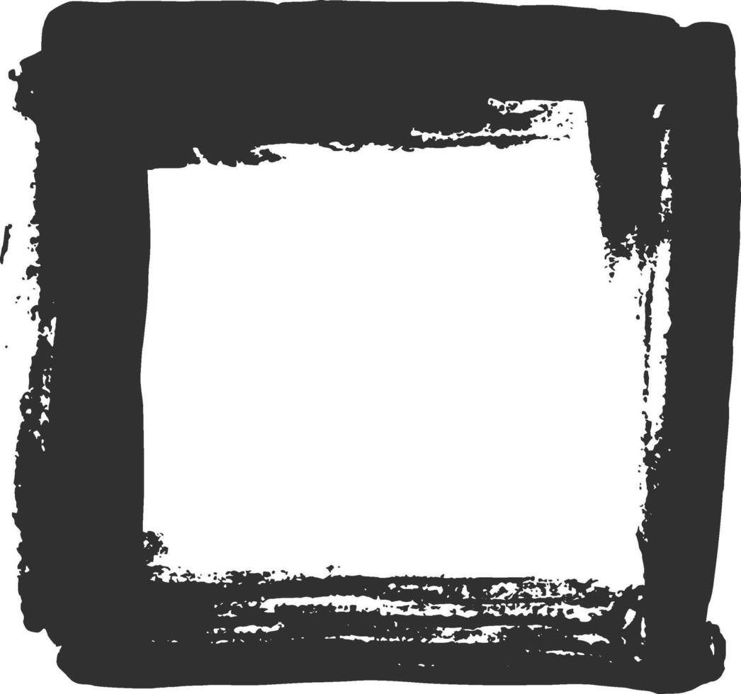 Thick black paintbrush strokes create a square border, framing a white space, adding a touch of artistic grunge to any design vector