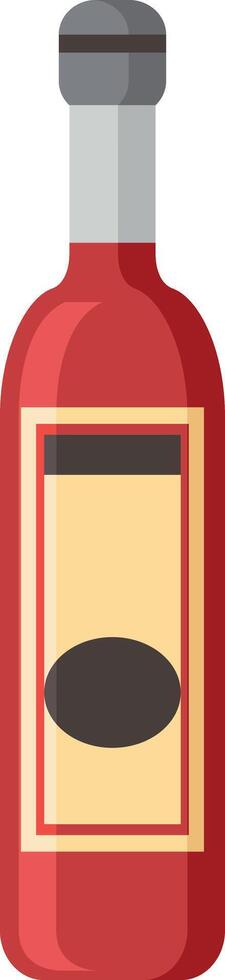 Red wine bottle with blank label and black circle, standing upright against white background, ready for customization and branding vector