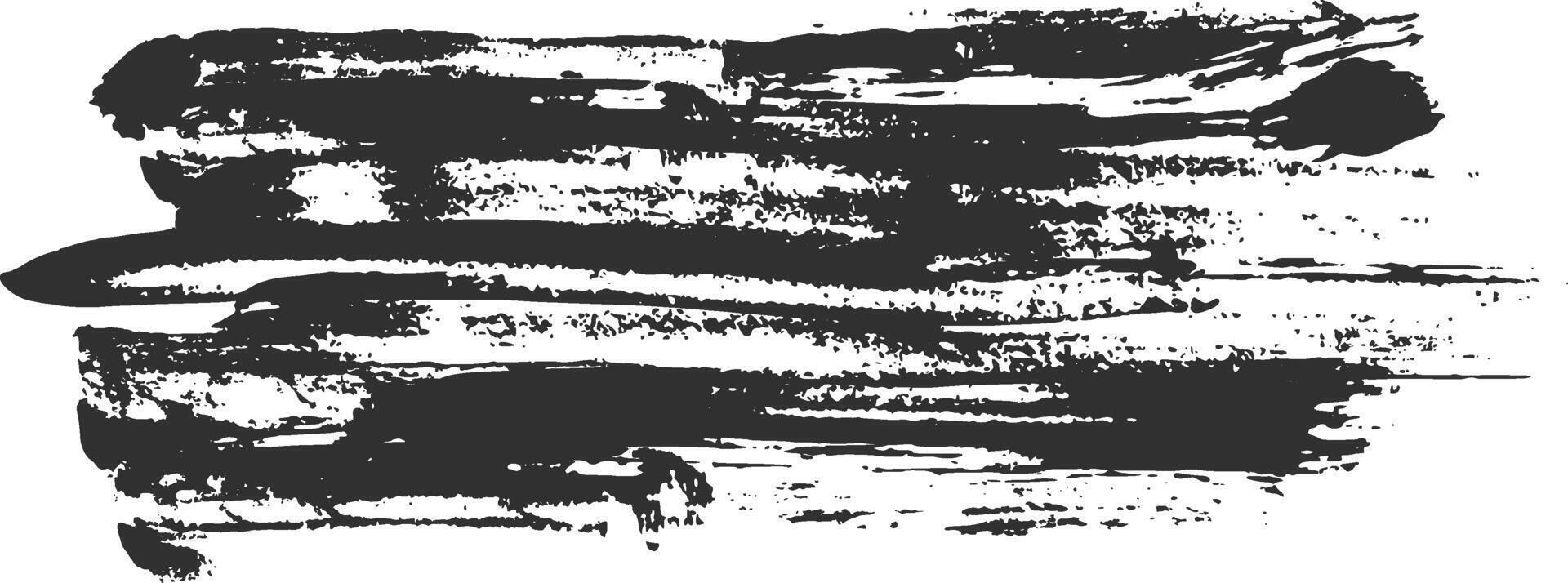 Wide black brush stroke creating a textured, artistic banner or design element on a white background, suitable for grunge, vintage, or abstract projects vector