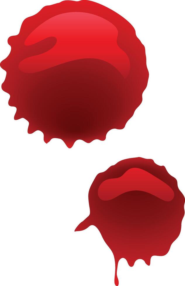 Two blood spots are dripping on a white background, creating a dramatic and unsettling scene, possibly suggesting violence, injury, or a medical theme vector