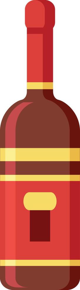 Red wine bottle with blank label, gold decorations, and red cap, standing upright against a white background, representing winemaking, celebration, and beverage industry vector