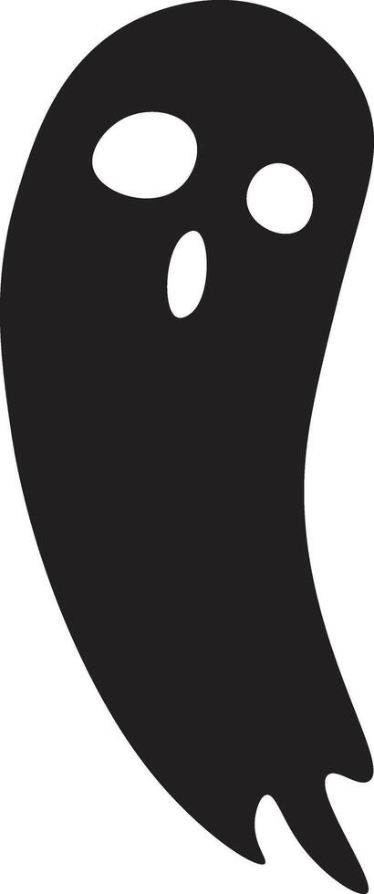 Simple black ghost floating with oval eyes and open mouth expressing fear, ideal for halloween projects and decorations vector