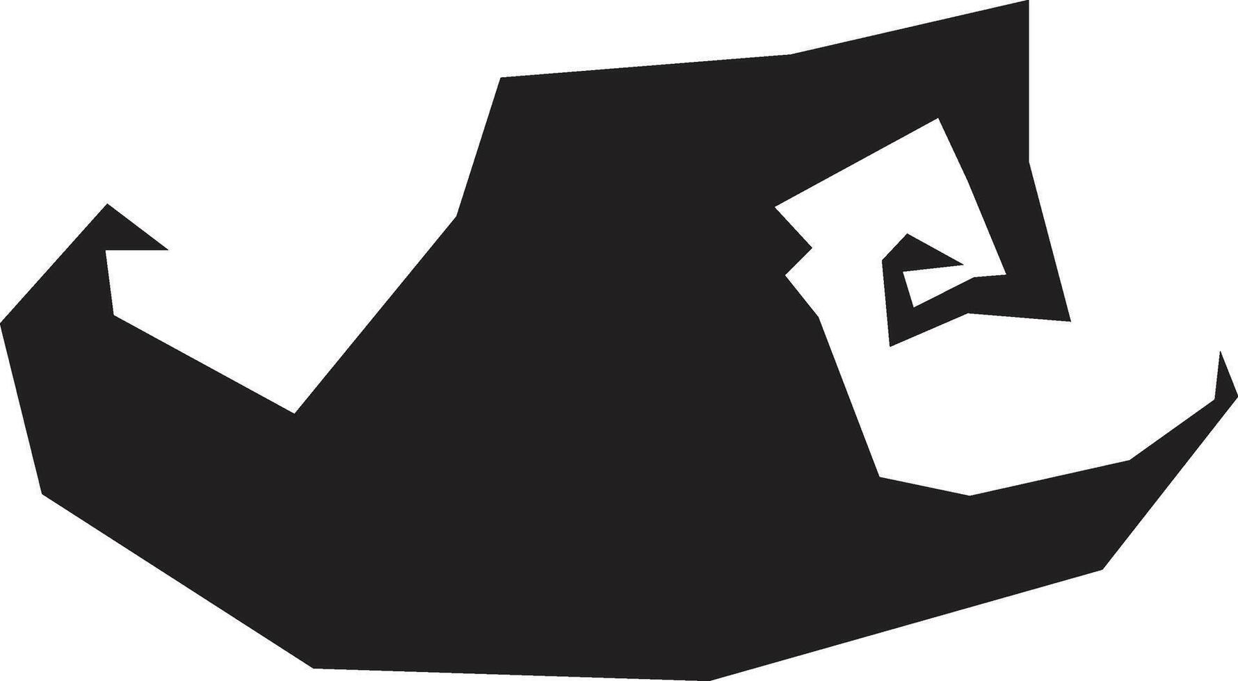 Simple black graphic representing a curled elf shoe, symbolizing christmas celebrations and holiday cheer, isolated on a white background vector